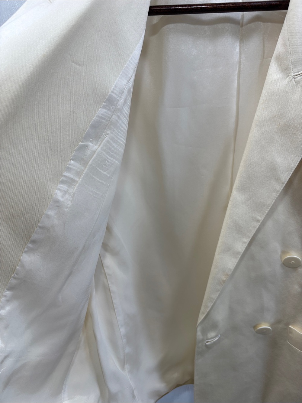 Liz Claiborne Vintage Cream Off-White Double-Breasted Blazer Petite Size 6 | 6P - Picture 9 of 10